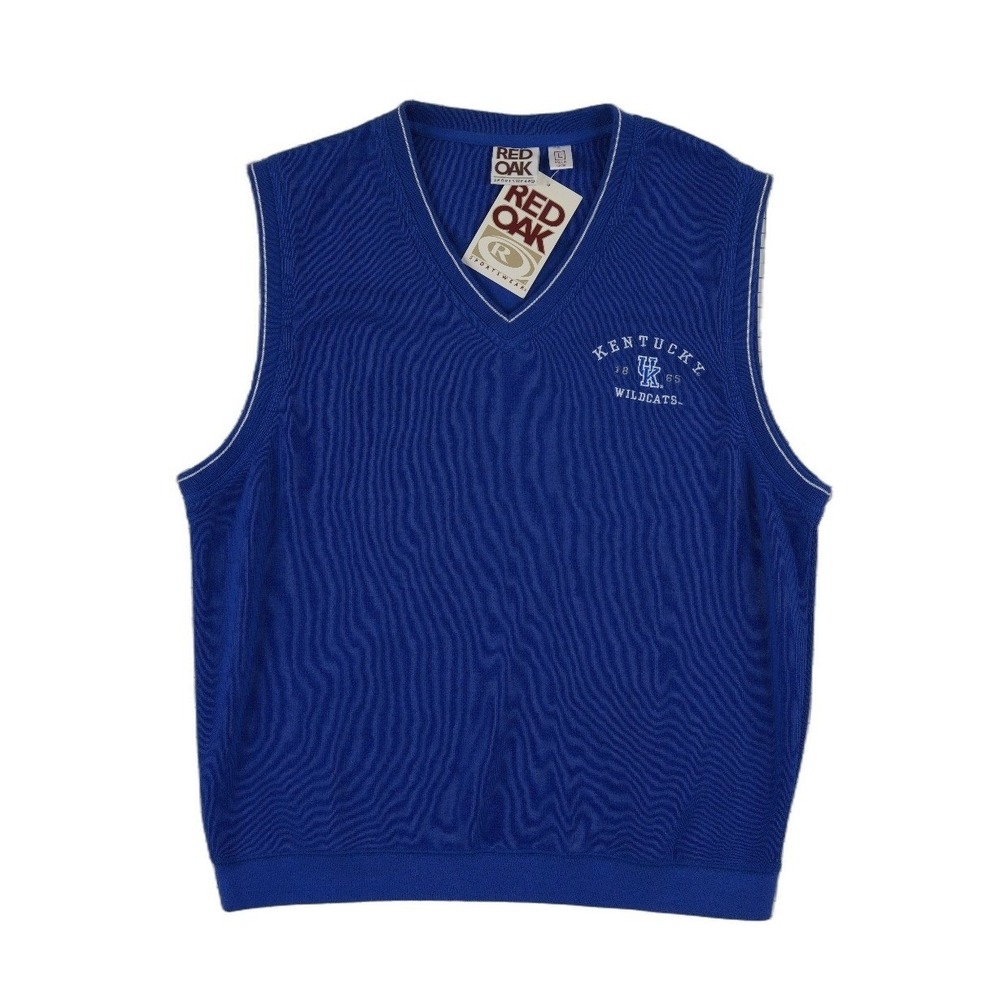 NWT Red Oak Kentucky Wildcats Sweater Vest Men's Size Large Blue V Neck Logo